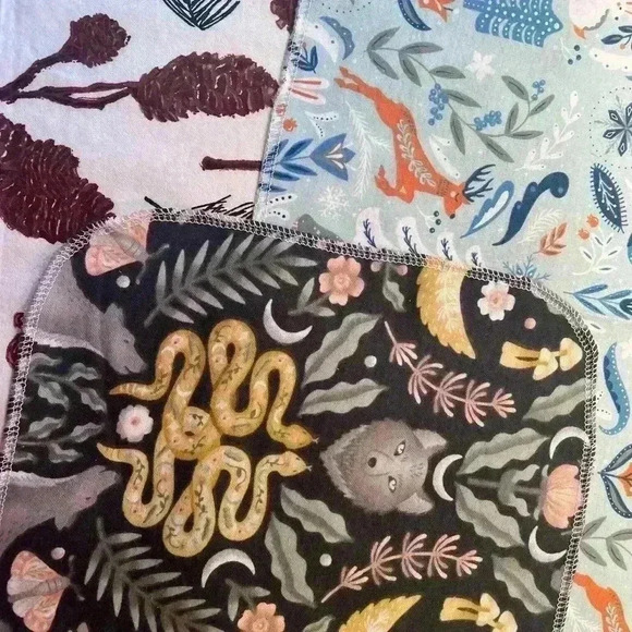 Unpaper Towels Flannel Towels‎ Reusable Napkins Handmade NEW NWT Woodland - Picture 3 of 16